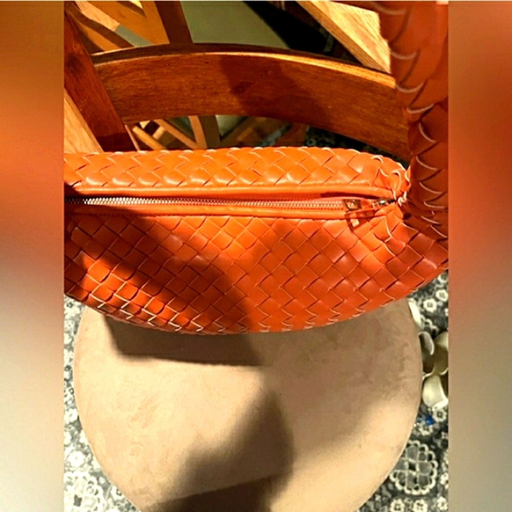 a new day Vibrant RUST ORANGE Woven Hobo Bag NWOT - Picture 9 of 10